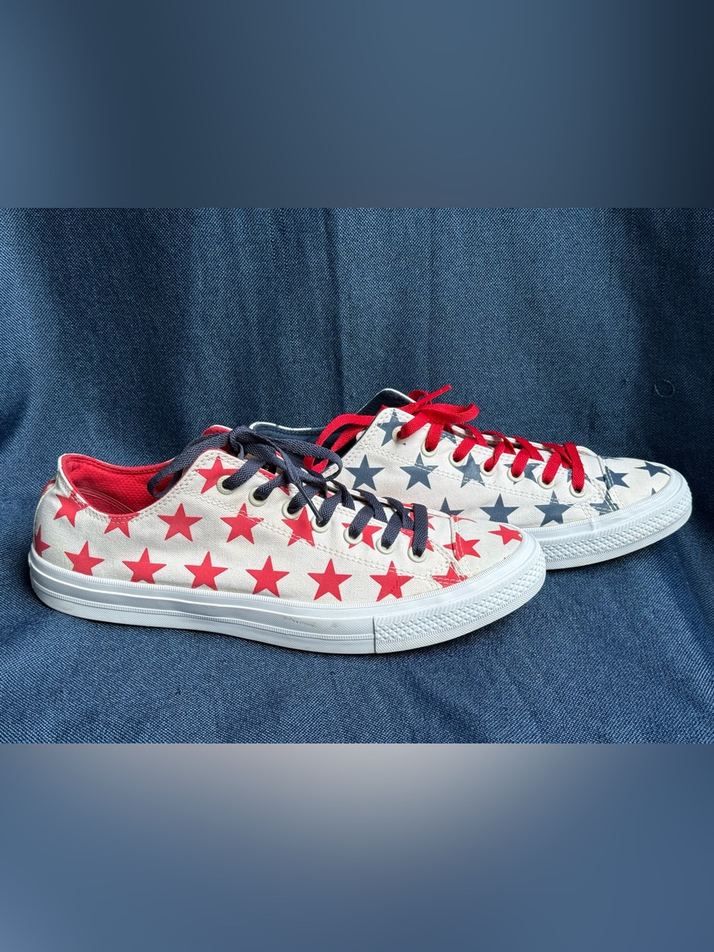 Size Men 12 Women 14 - Converse Chuck Taylor II Ox 4th of July Stars 2016